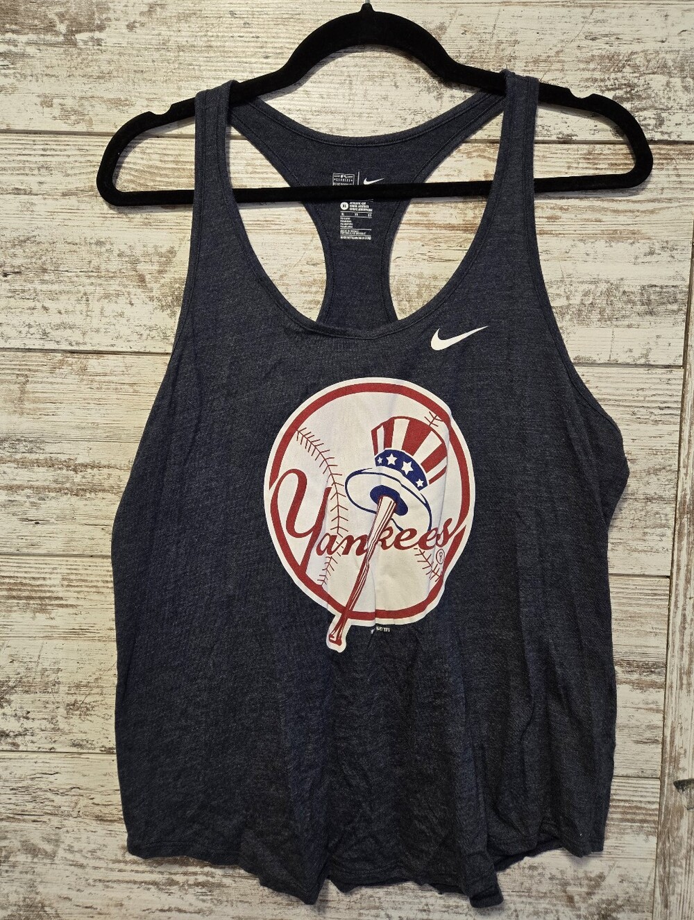 Nike Heathered Navy Yankees Razorback Tank XL